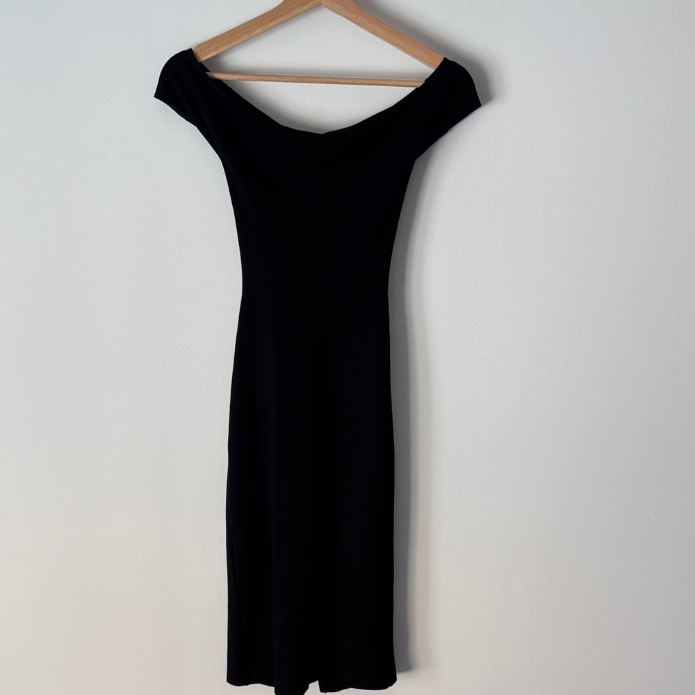 American Apparel Black Off-Shoulder Midi Dress